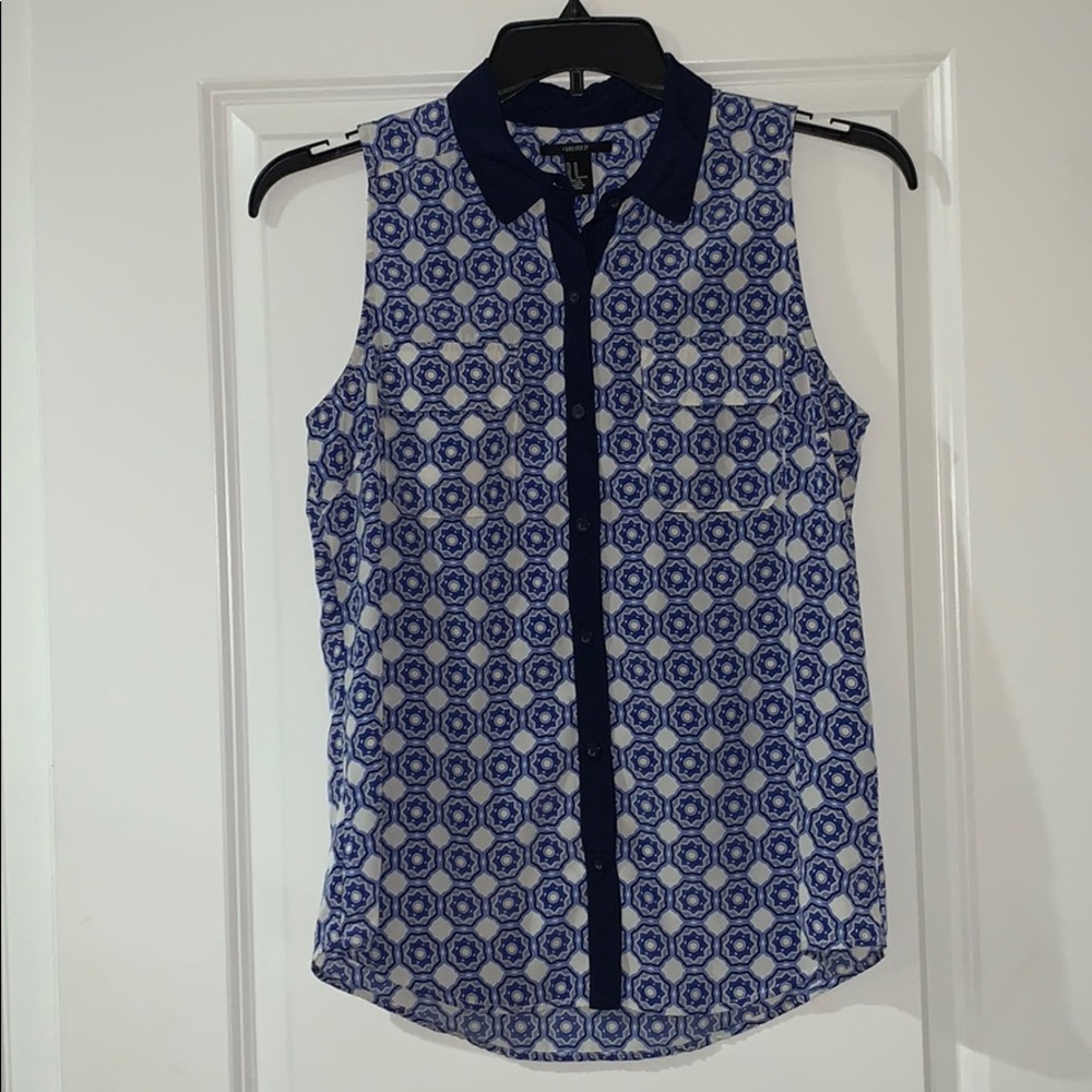 Pattern navy blue/white tank top